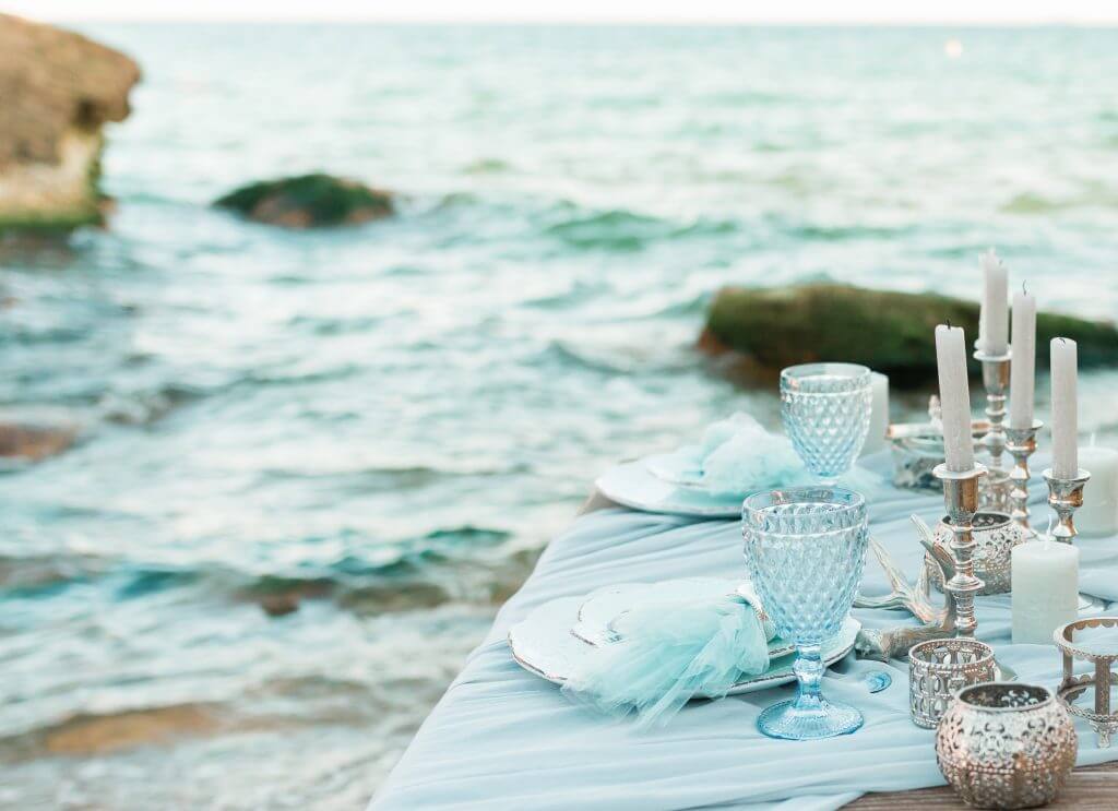 table set on the beach