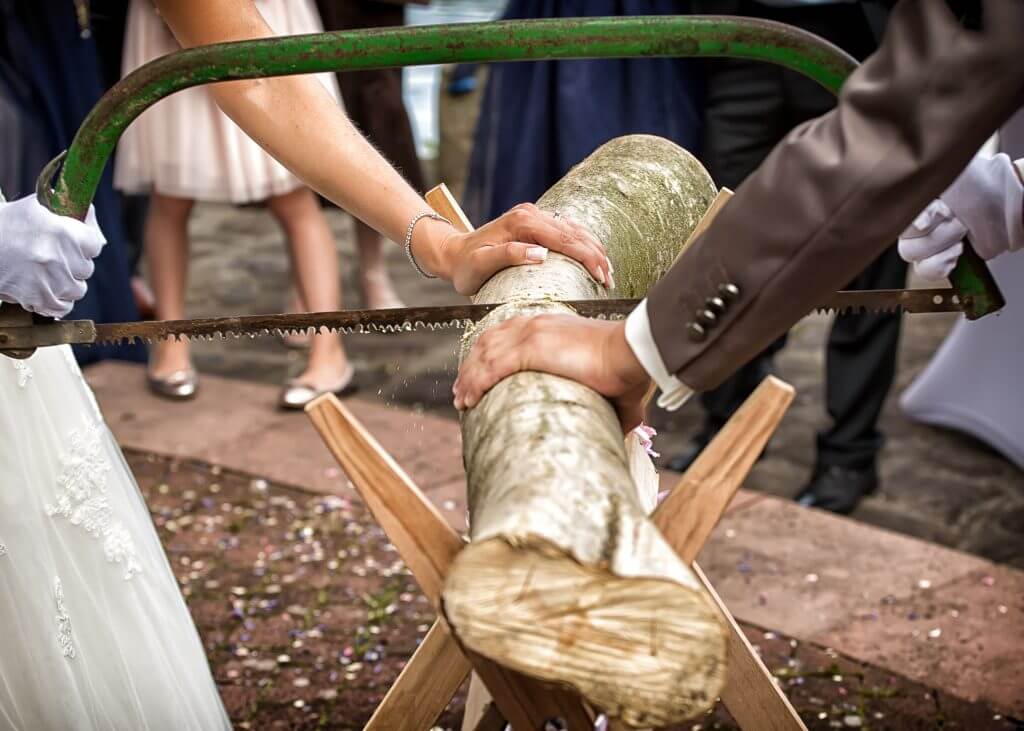 German wedding tradition saw a log