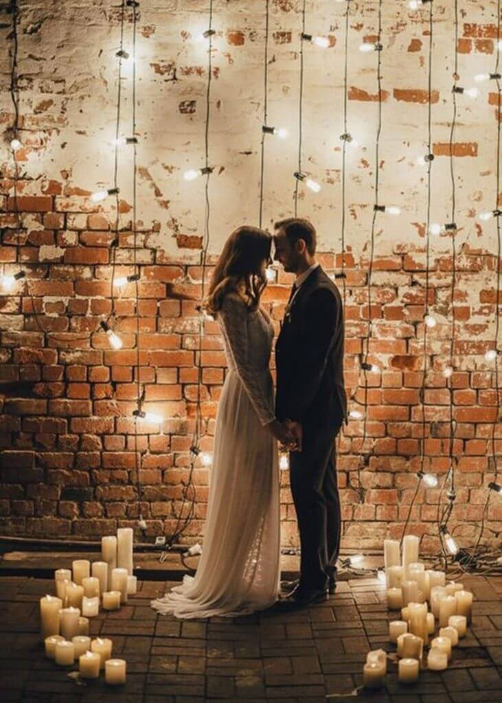string lights wedding arch make happy memories