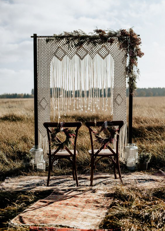 macrame wedding arch make happy memories